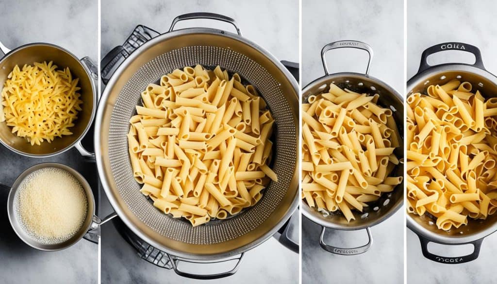 draining pasta