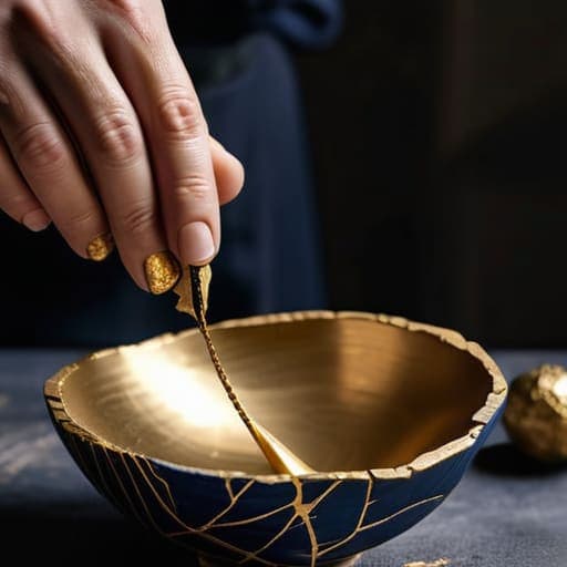 Using Kintsugi pottery repair kits.